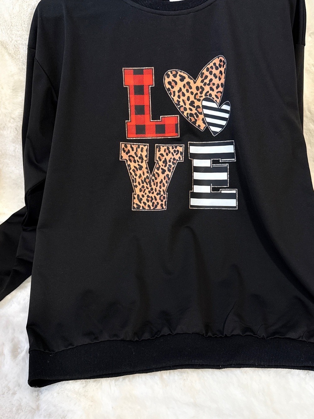 Black LOVE Graphic Pullover Jacket - Casual Womens T-shirt